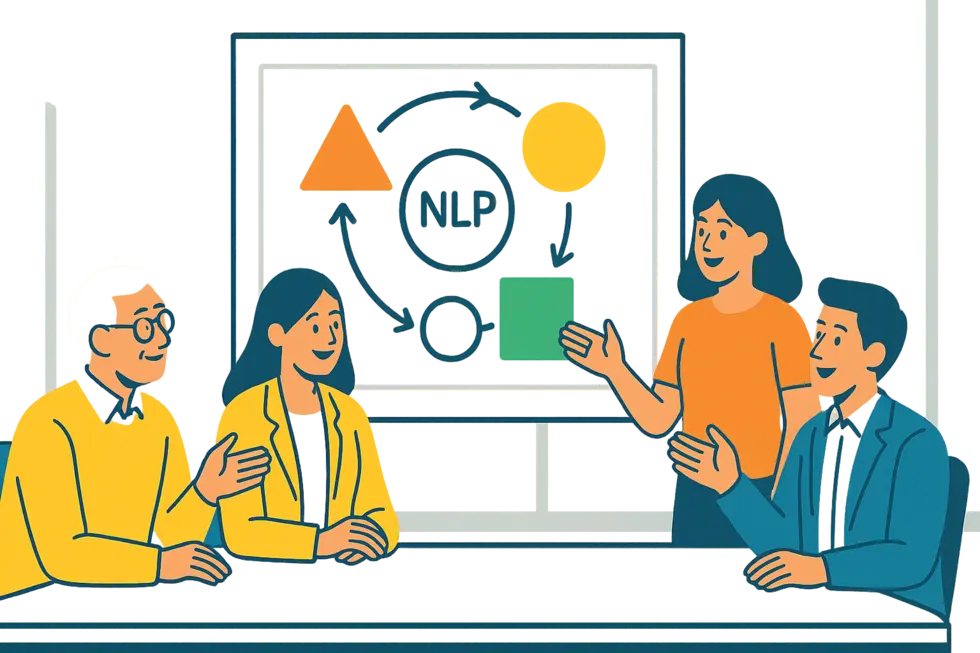 Đội nhóm doanh nghiệp tích cực trao đổi, phát triển cùng NLP trong môi trường hiện đại.
