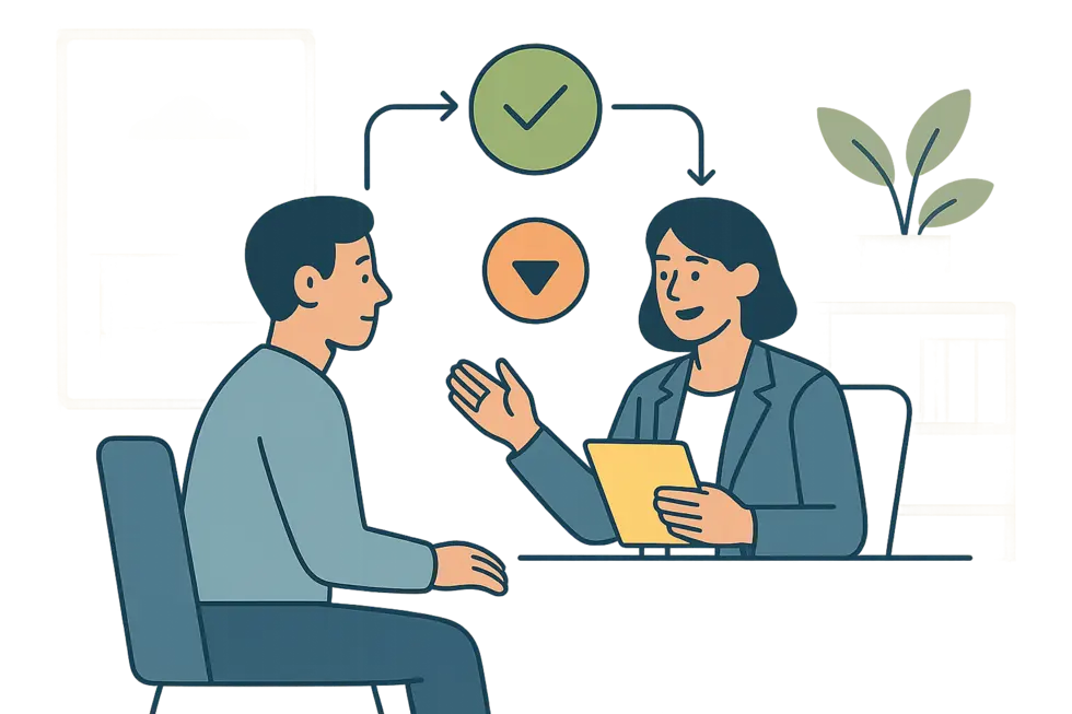 Ứng dụng kỹ thuật sandwich trong cuộc trò chuyện coaching giữa quản lý và thành viên.