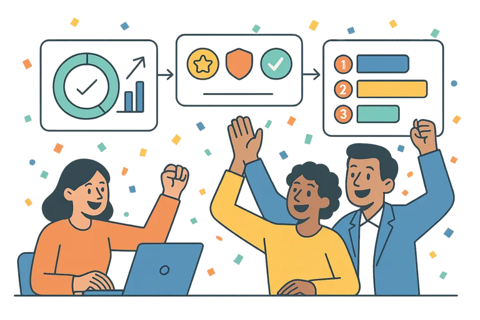 Các yếu tố gamification như điểm số, huy hiệu, bảng xếp hạng được ứng dụng trong lớp đào tạo doanh nghiệp.