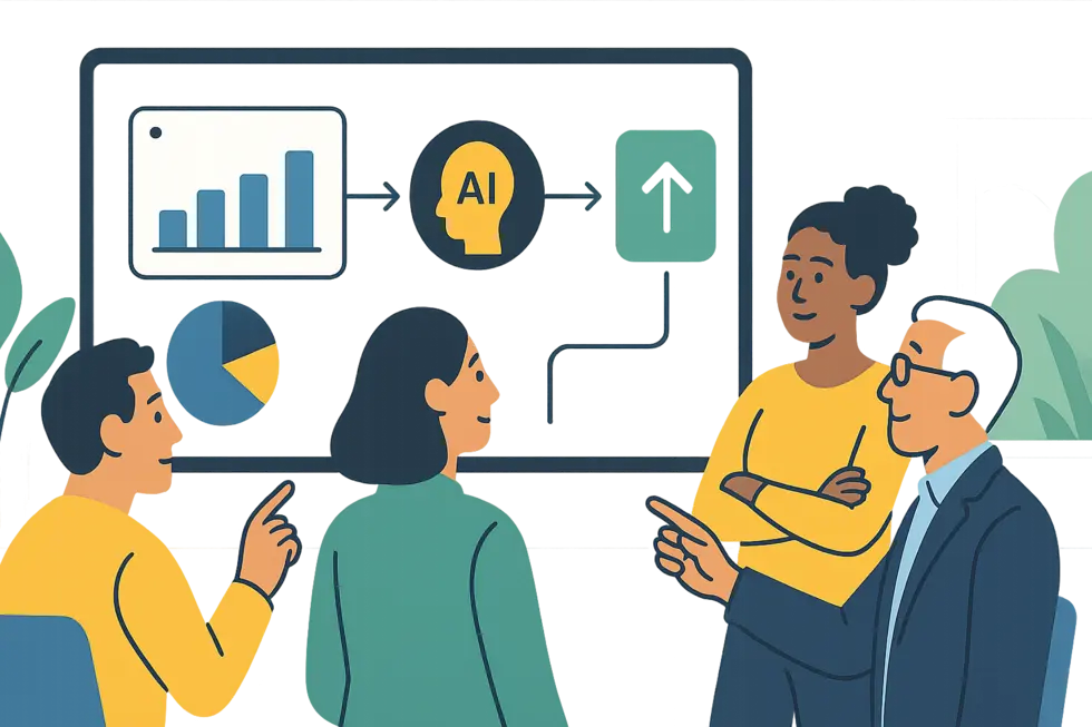 Đội ngũ doanh nghiệp khám phá công nghệ cá nhân hóa học tập với dashboard AI đề xuất lộ trình phát triển.