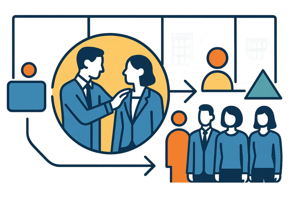 Hình ảnh các lãnh đạo hiện đại truyền cảm hứng và hỗ trợ đồng đội trong văn phòng.
