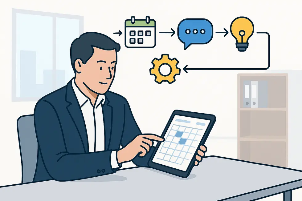 Các quản lý đang thảo luận về phân loại kế hoạch coaching.