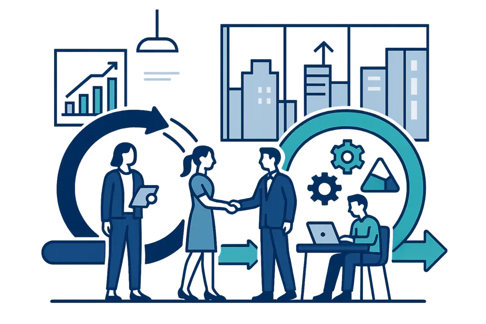 Môi trường văn phòng hiện đại với chuyên gia sử dụng phương pháp PMP và Agile.