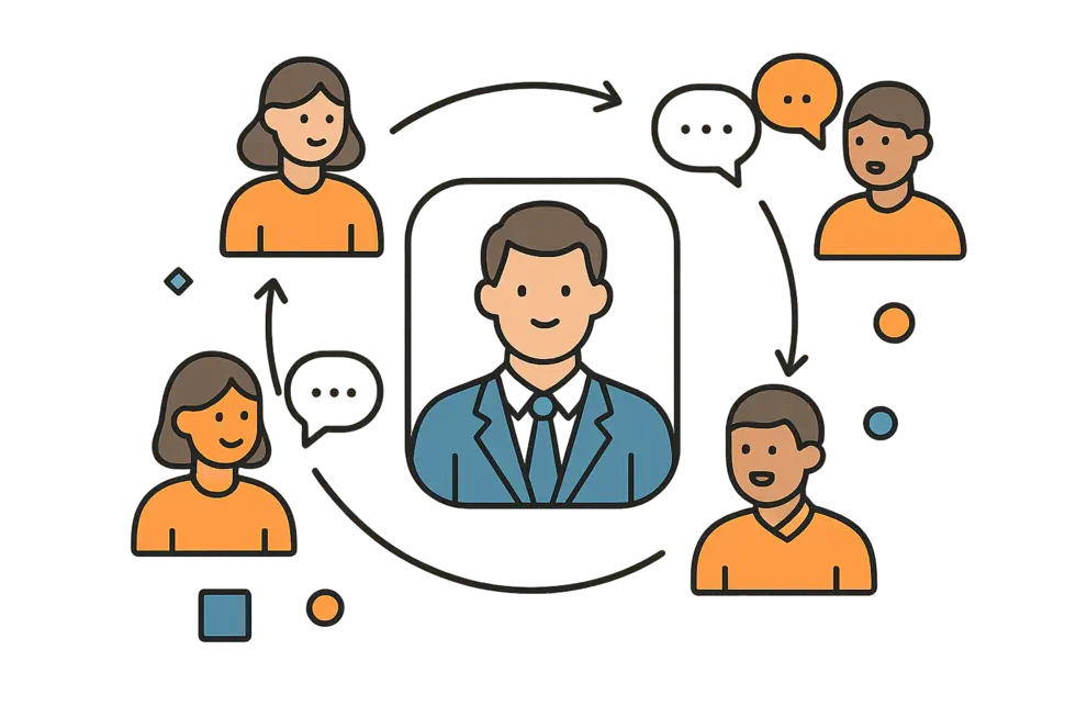 Một buổi huấn luyện tại nơi làm việc, thể hiện văn hóa hỗ trợ lẫn nhau.