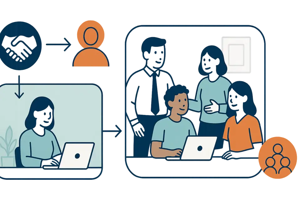 Diverse team in a modern office, reflecting trust among management and staff.