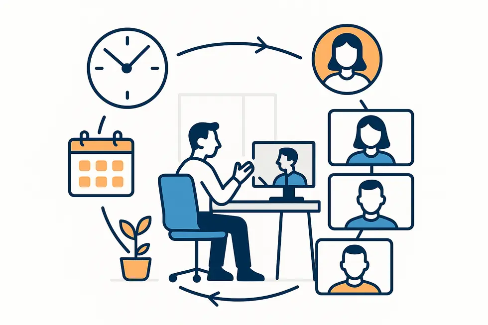 Quản lý thời gian hiệu quả qua buổi coaching video trong môi trường làm việc từ xa.