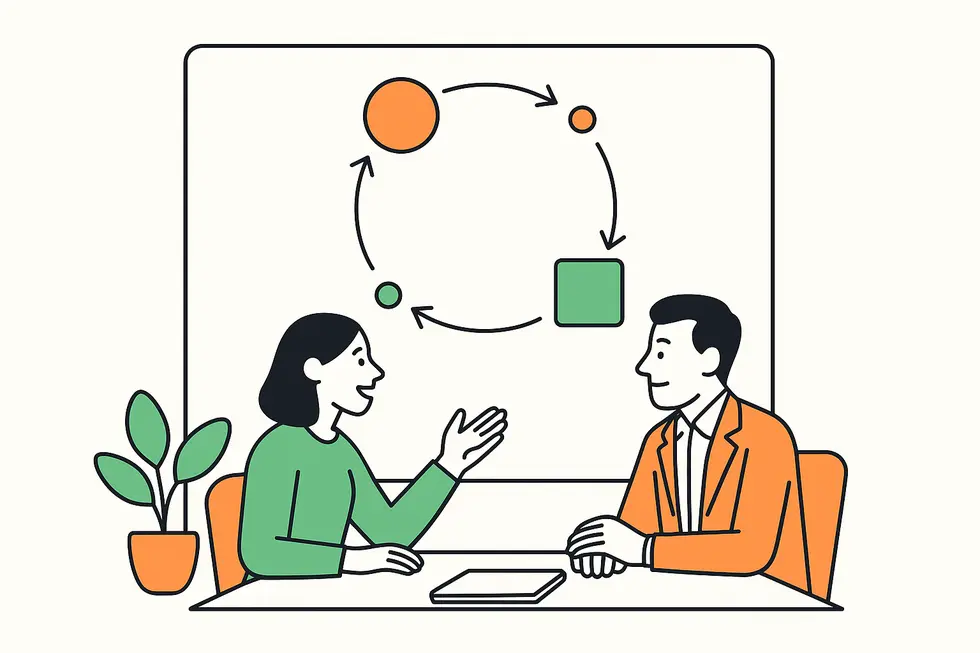 Người quản lý tập trung hoàn toàn lắng nghe nhân viên.