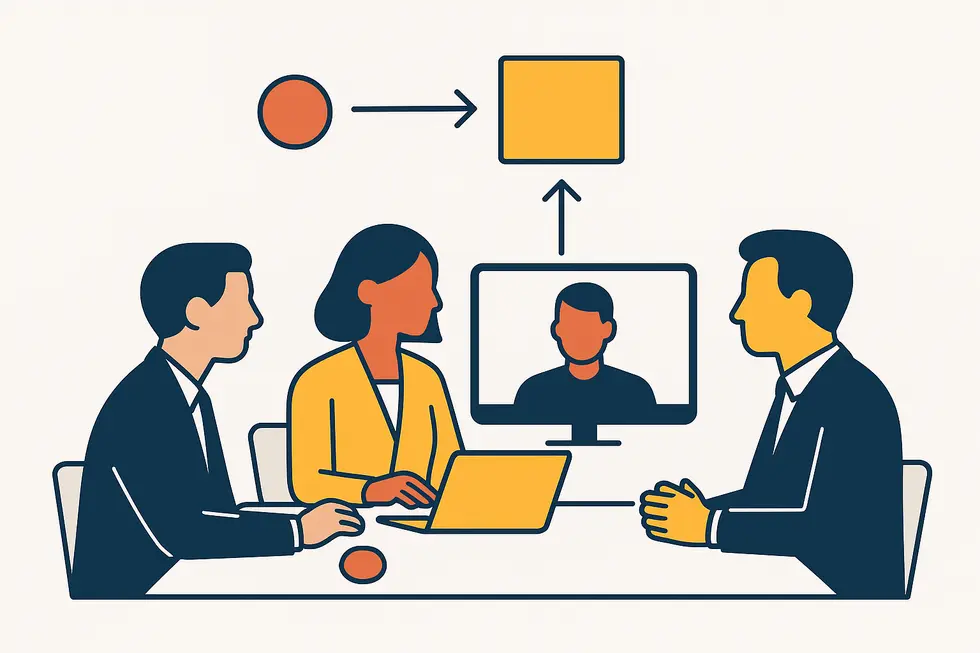 Cuộc họp trực tuyến giữa các thành viên đội nhóm từ xa.