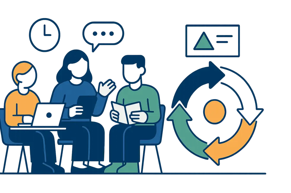 Nhân viên mới đang tham gia buổi học onboarding trong môi trường hiện đại.