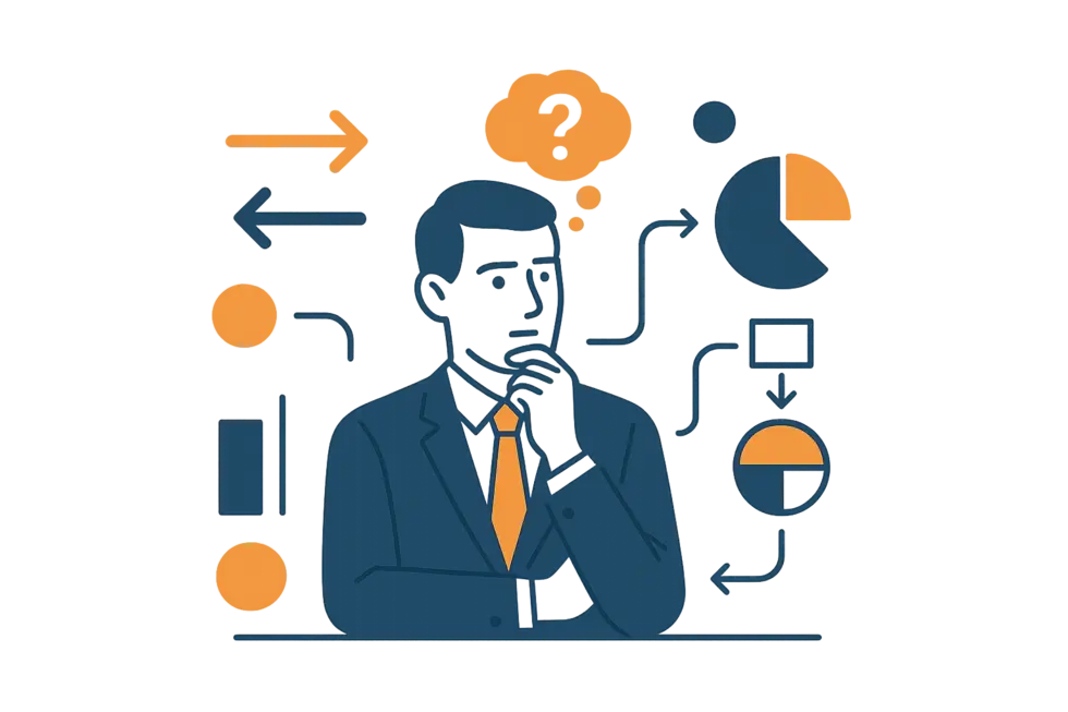 Lãnh đạo đang áp dụng tư duy phản biện trong phân tích dữ liệu.