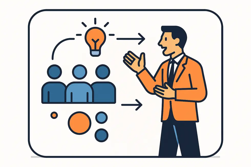 Nhà lãnh đạo sử dụng kỹ năng thuyết phục để tạo động lực cho đội ngũ.