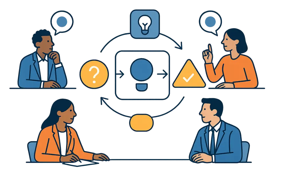 Lãnh đạo đang áp dụng tư duy phản biện trong phân tích dữ liệu.