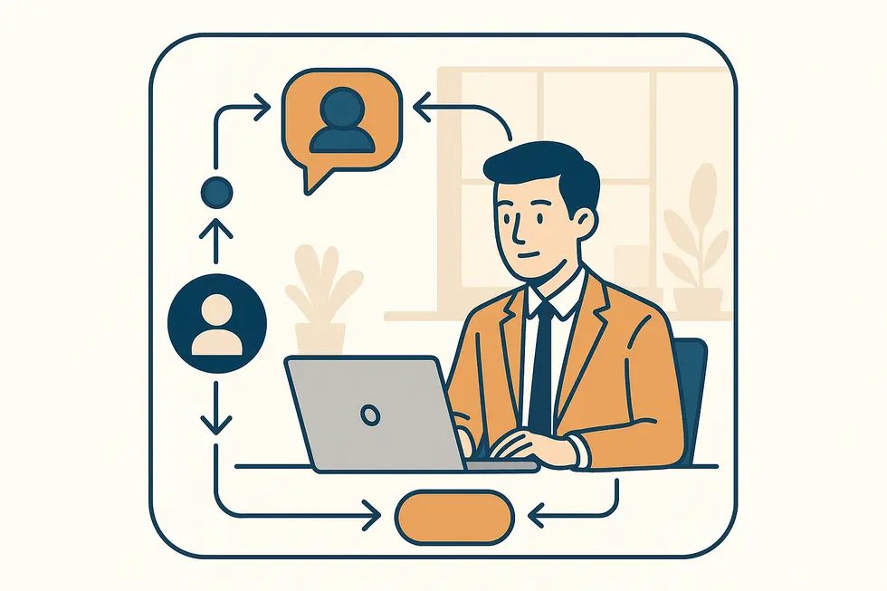 Doanh nhân lắng nghe ý kiến khách hàng để cải thiện dịch vụ.