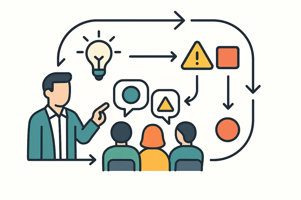 Quản lý dự án sử dụng brainstorming để xác định rủi ro.