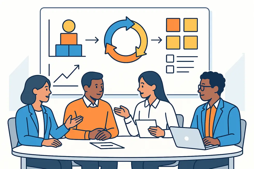 Một buổi họp chiến lược trong quản lý sự thay đổi.