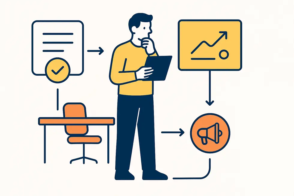 Quản lý tự tin trình bày trước nhân viên.