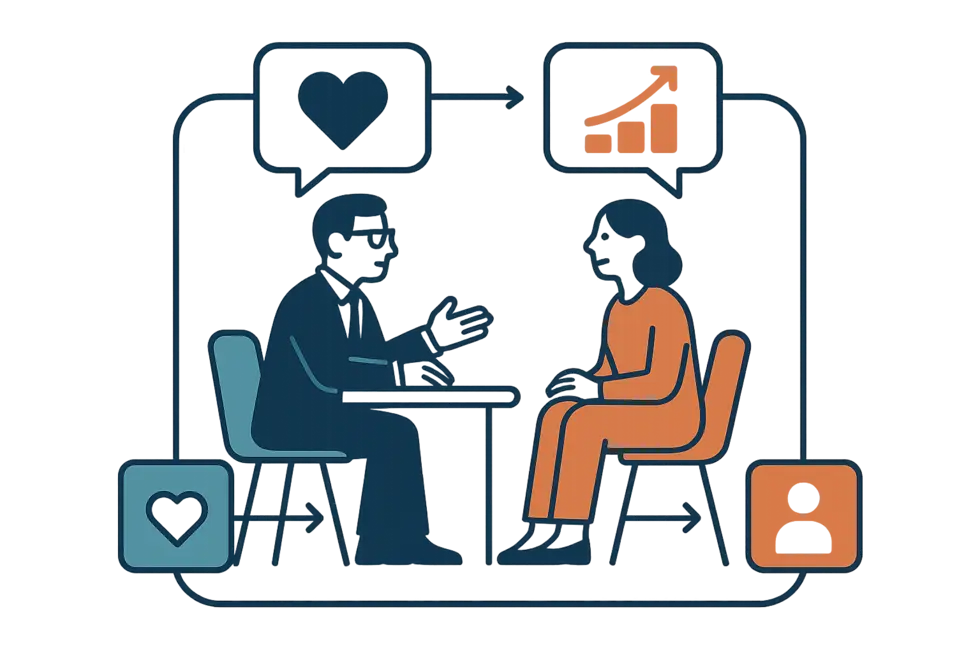 Nhà quản lý đánh giá kỹ năng lãnh đạo trong phỏng vấn.