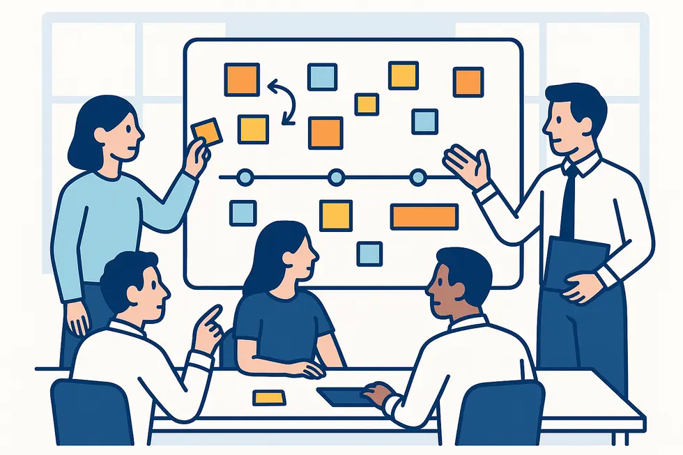 Quản lý cấp trung đang lập kế hoạch chi tiết cho dự án.