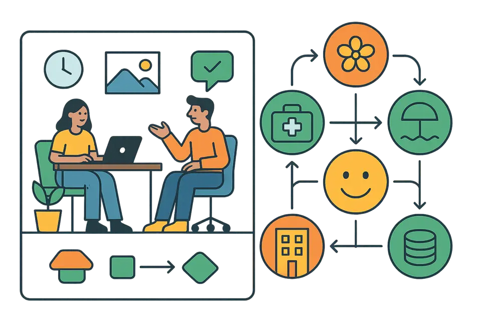 Quản lý đang tập trung gắn kết nhân viên trong một buổi họp.