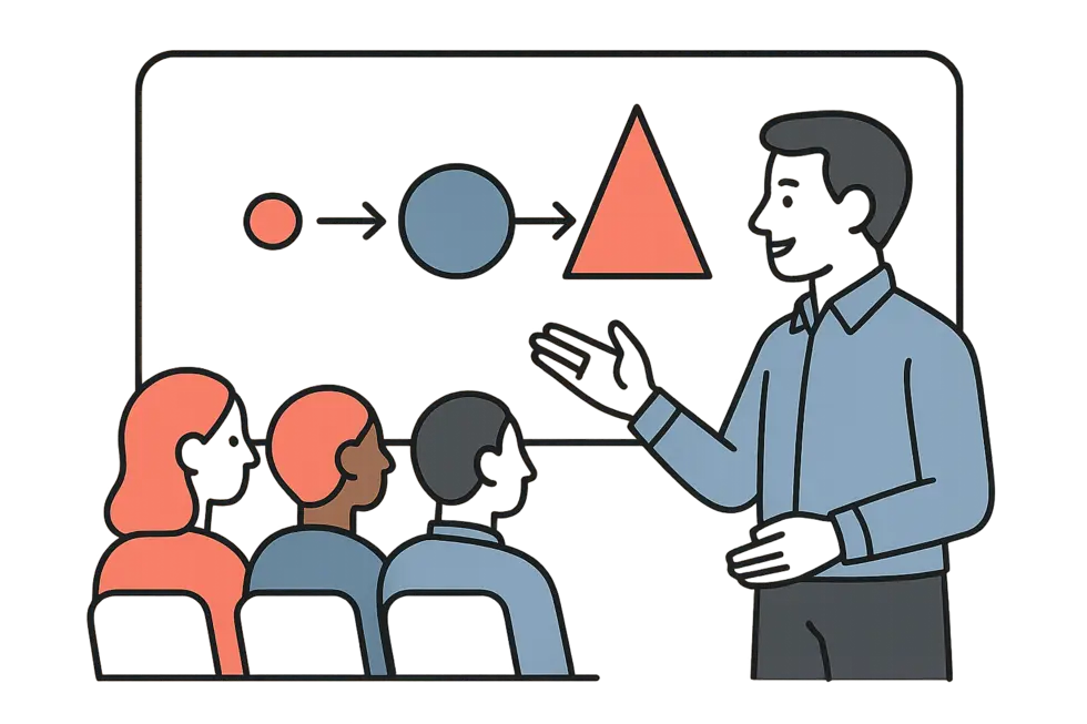 Nhà quản lý đang hướng dẫn nhân viên phát triển kỹ năng.