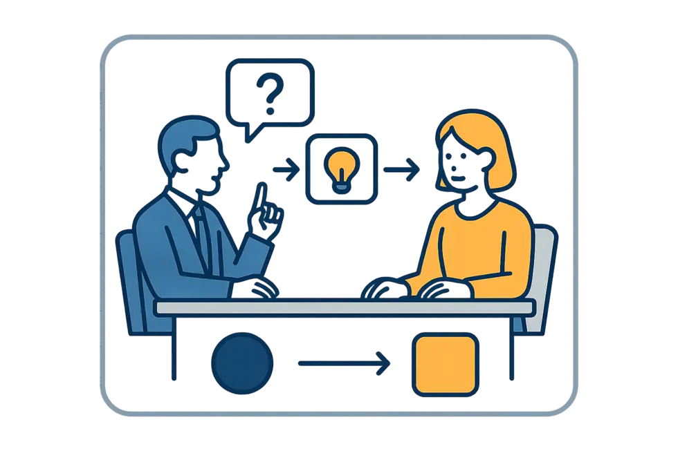 Nhà quản lý đánh giá kỹ năng lãnh đạo trong phỏng vấn.