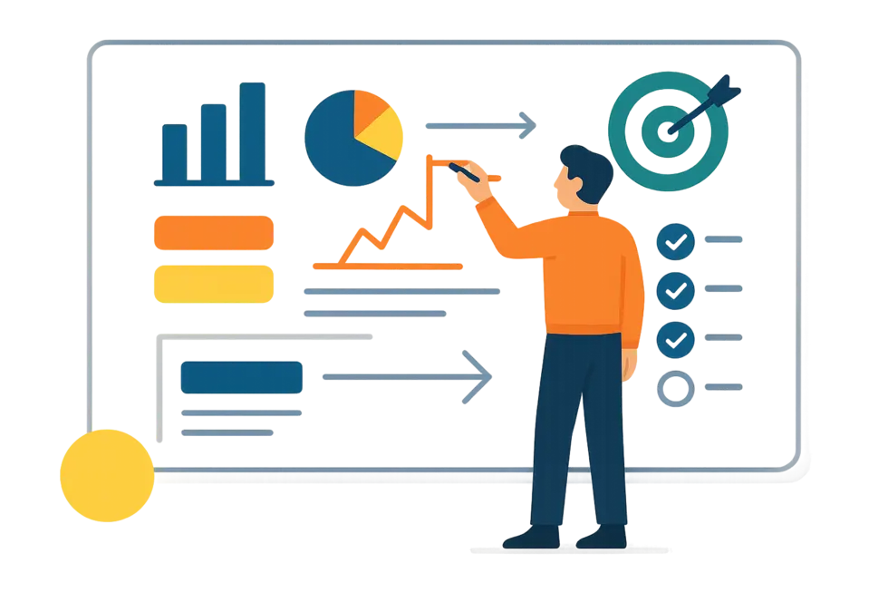 Người quản lý đang lập kế hoạch với mục tiêu cụ thể.