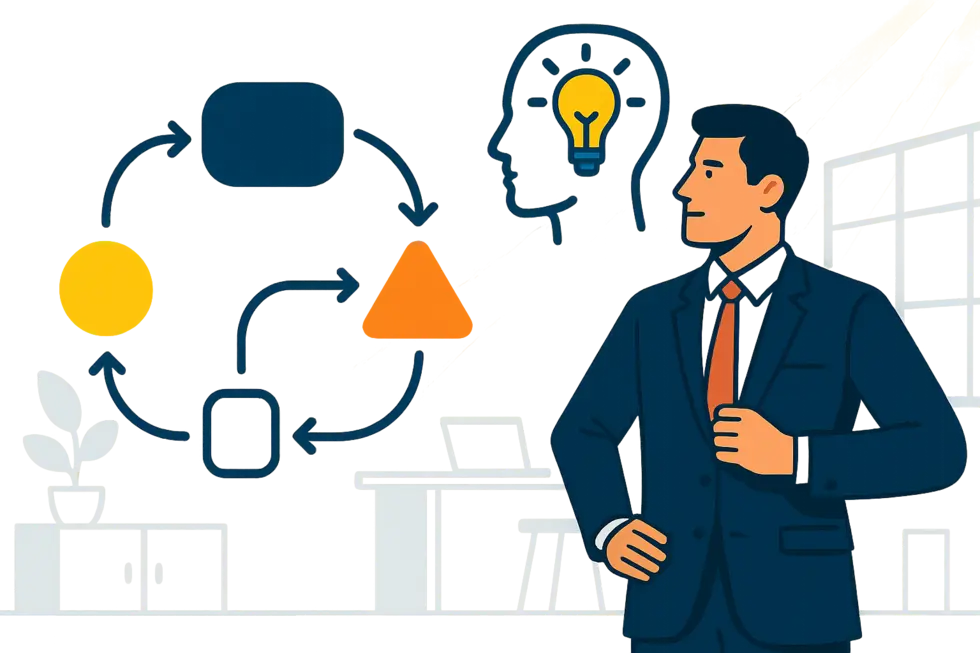 Lãnh đạo quyết đoán với ánh sáng rực rỡ trong văn phòng hiện đại.